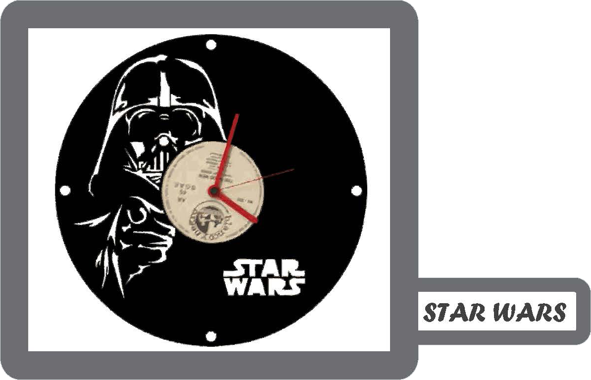 Reloj De Pared En Disco De Vinilo “star Wars” - Star Wars Clipart (1194x767), Png Download