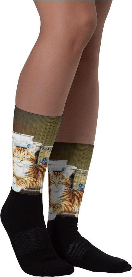 Cool Cat Black Foot Socks - Printful Socks Clipart (1000x1000), Png Download