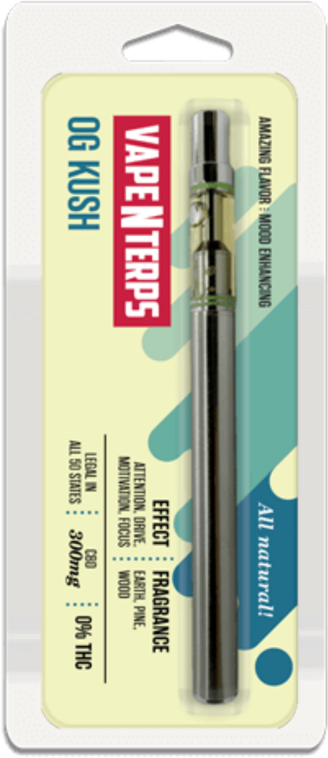 300mg Cbd Og Kush Vape Pen By Vapenterps - Cbd Vape Cartridge Gelato Clipart (1600x1600), Png Download