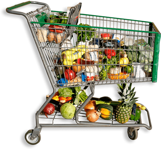 Objects - Shopping Cart With Groceries Png Clipart (600x538), Png Download
