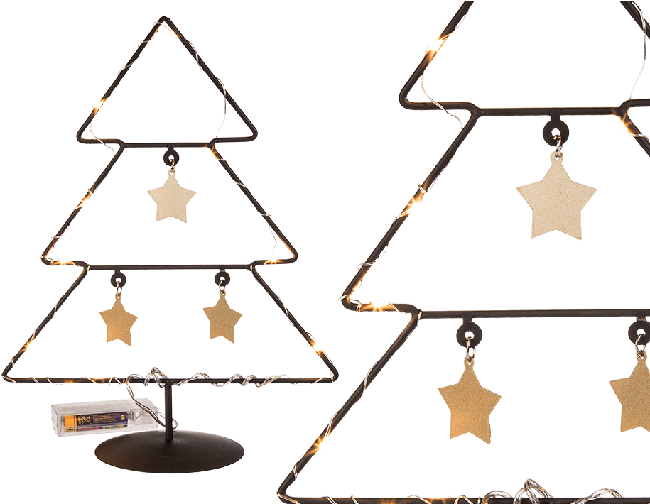 Black Metal Tree With Gold Coloured Star Deco & 10 - Christmas Tree Clipart (945x709), Png Download