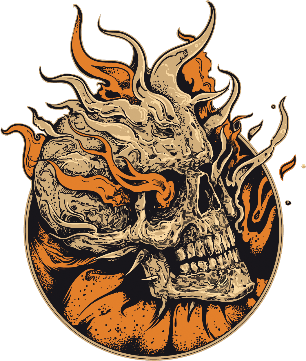 Art Skeleton Skull Illustration Vector Flame Human - Tengkorak Api Png Clipart (1071x1500), Png Download