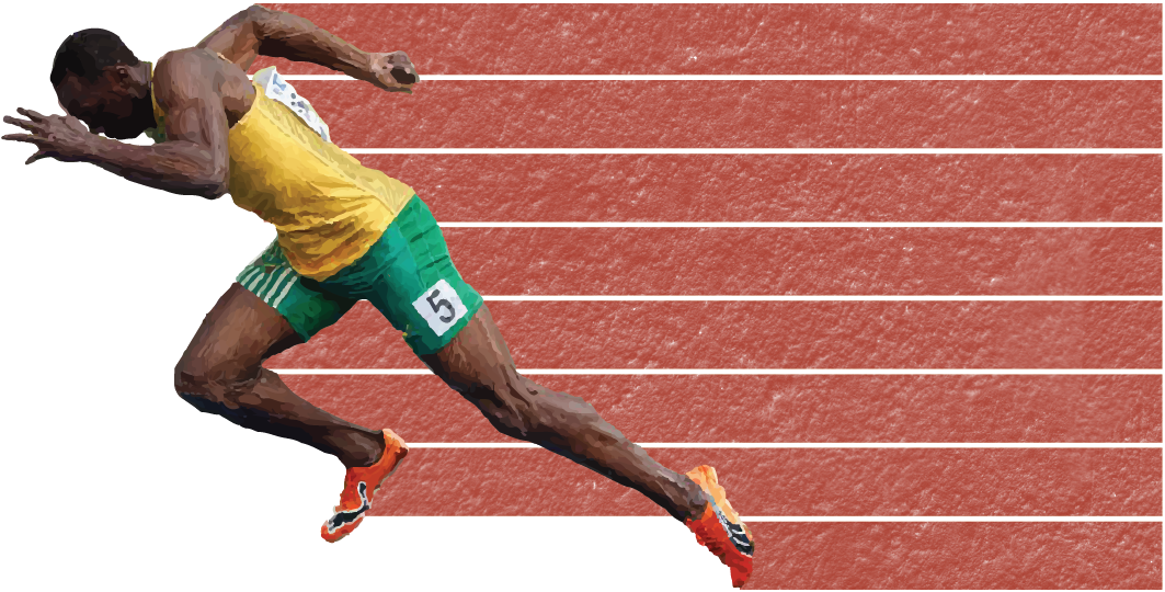 Every Country's Fastest Man In One Race - Usain Bolt Running Transparent Clipart (1063x552), Png Download