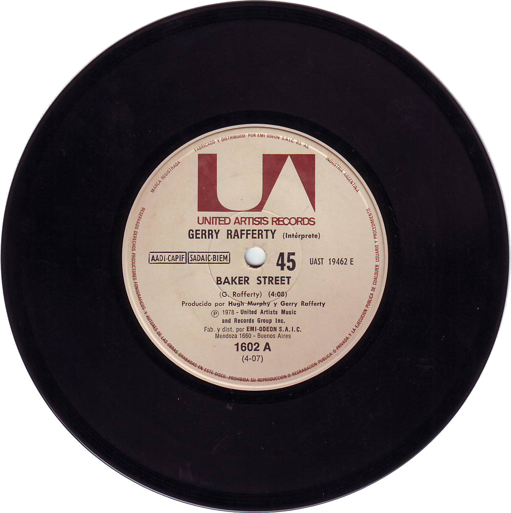 Disco De Vinilo 45 Rpm Baker Street Gerry Rafferty - Vinyl Record Clipart (1050x1053), Png Download