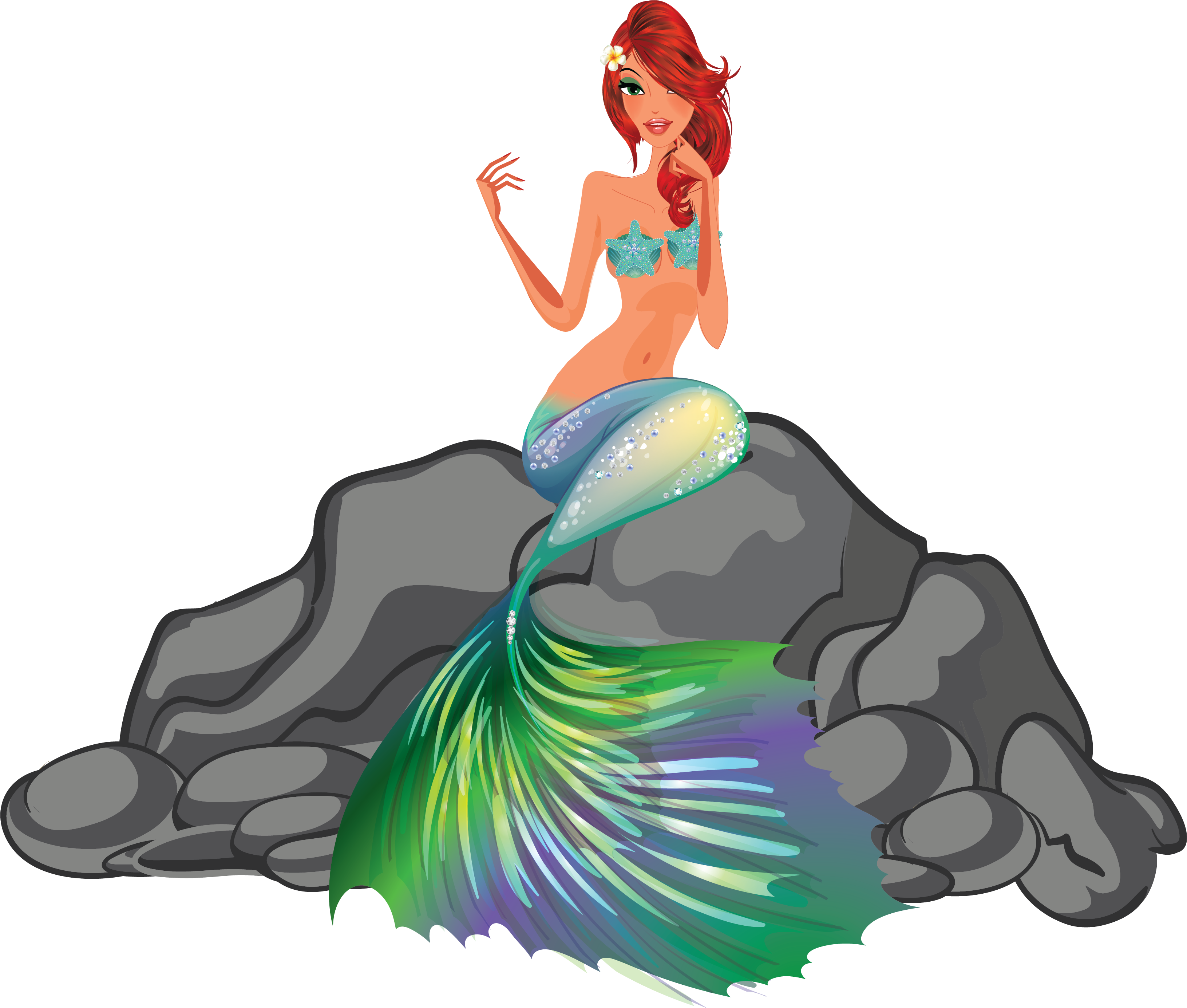 Picture Transparent Download Clip Art Digital Paper - Happy Valentines Day Mermaid - Png Download (3451x2767), Png Download