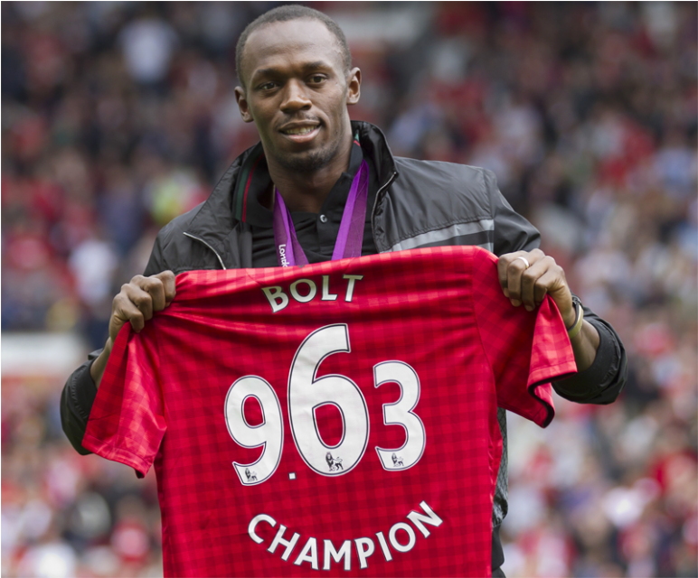 Usain Bolt Jugará Para El Manchester United - Самый Быстрый Футболист В Мире Clipart (1140x640), Png Download