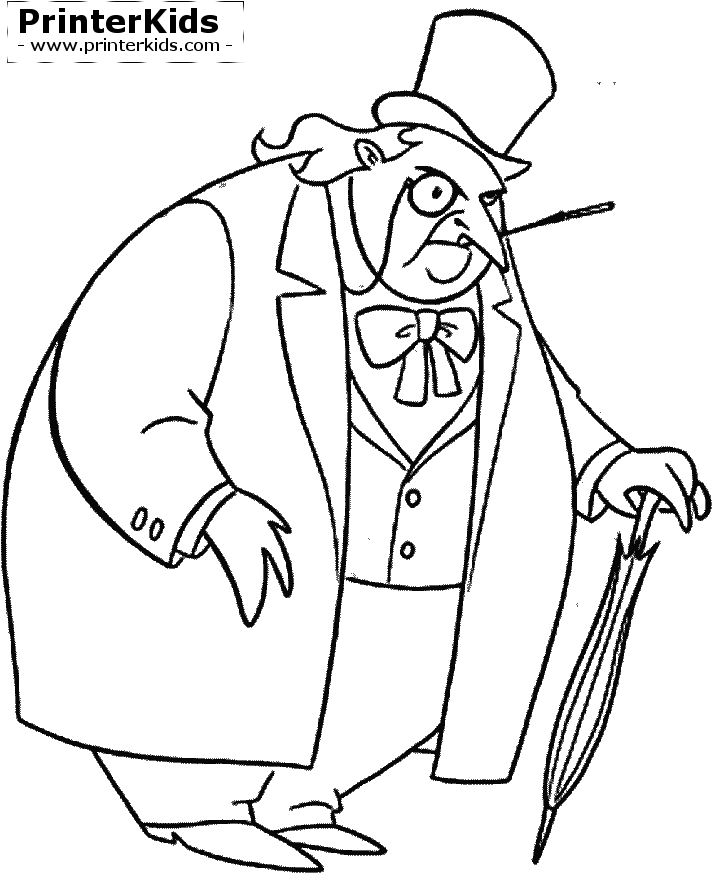 Batman Coloring Pages - Penguin Batman Coloring Pages Clipart (716x885), Png Download