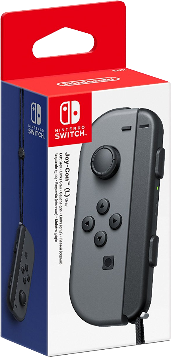 Nintendo Switch Joy Con Controller Left Grey - Nintendo Switch 1 Joy Con Clipart (581x1211), Png Download