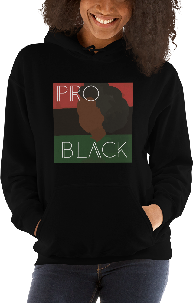 Pro-black Woman Hoodie - Sweatshirt Clipart (1000x1000), Png Download