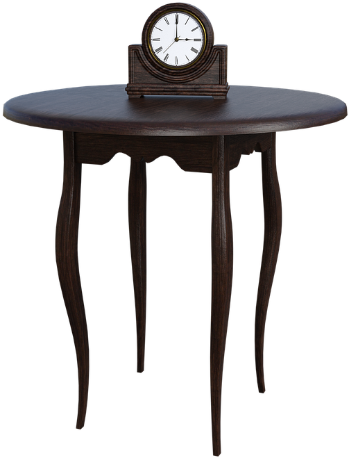 Table, Clock, Time, Brown, Wood Board, Wood, Grain - End Table Clipart (720x720), Png Download