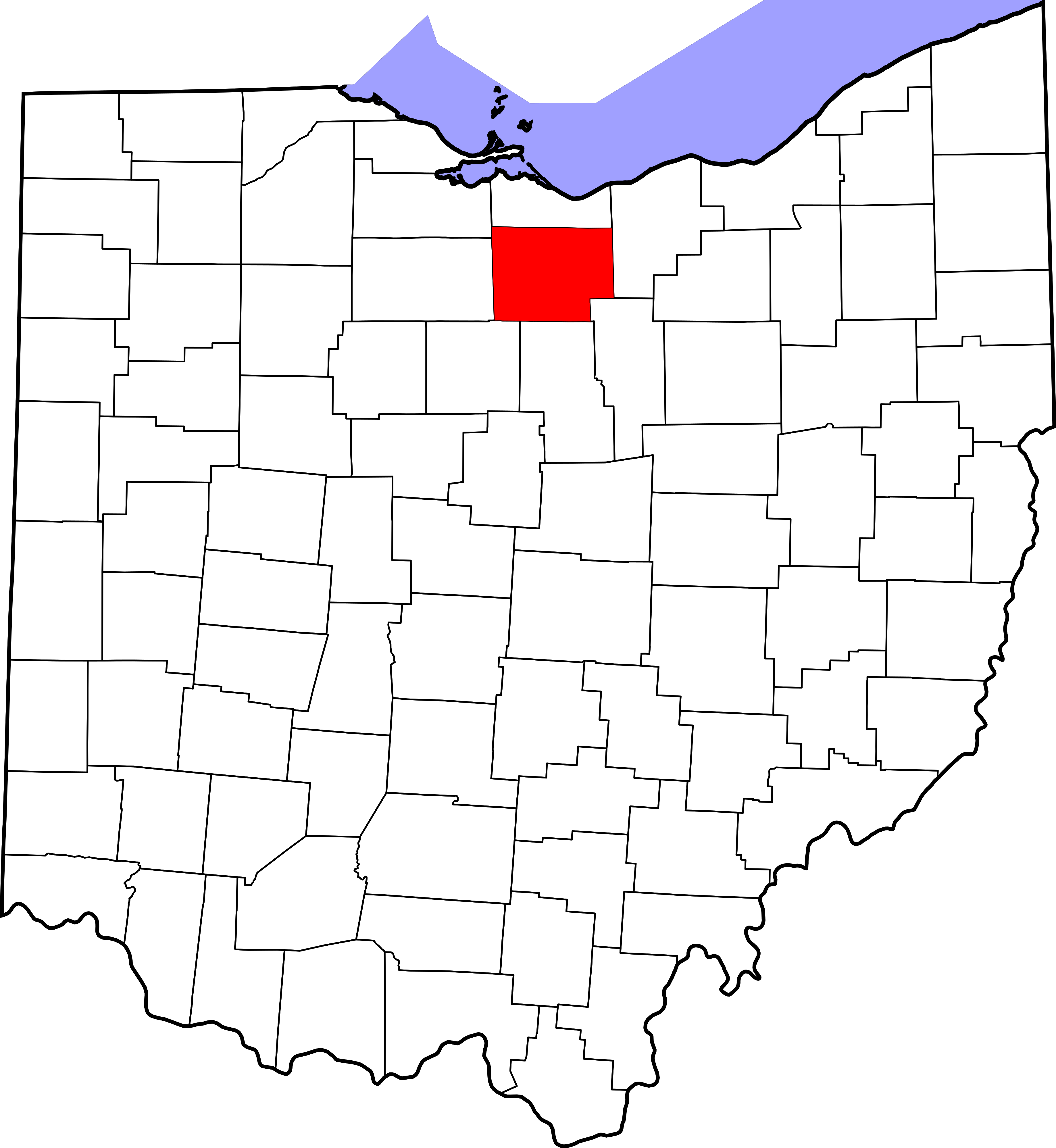 Map Of Ohio Highlighting Huron County - Norwalk Ohio On Map Clipart (3675x3995), Png Download