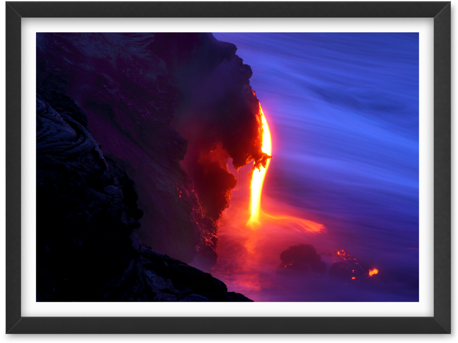 Kilauea Lava Spigot Canvas Print In Rustic Frame Julia - Picture Frame Clipart (1000x765), Png Download