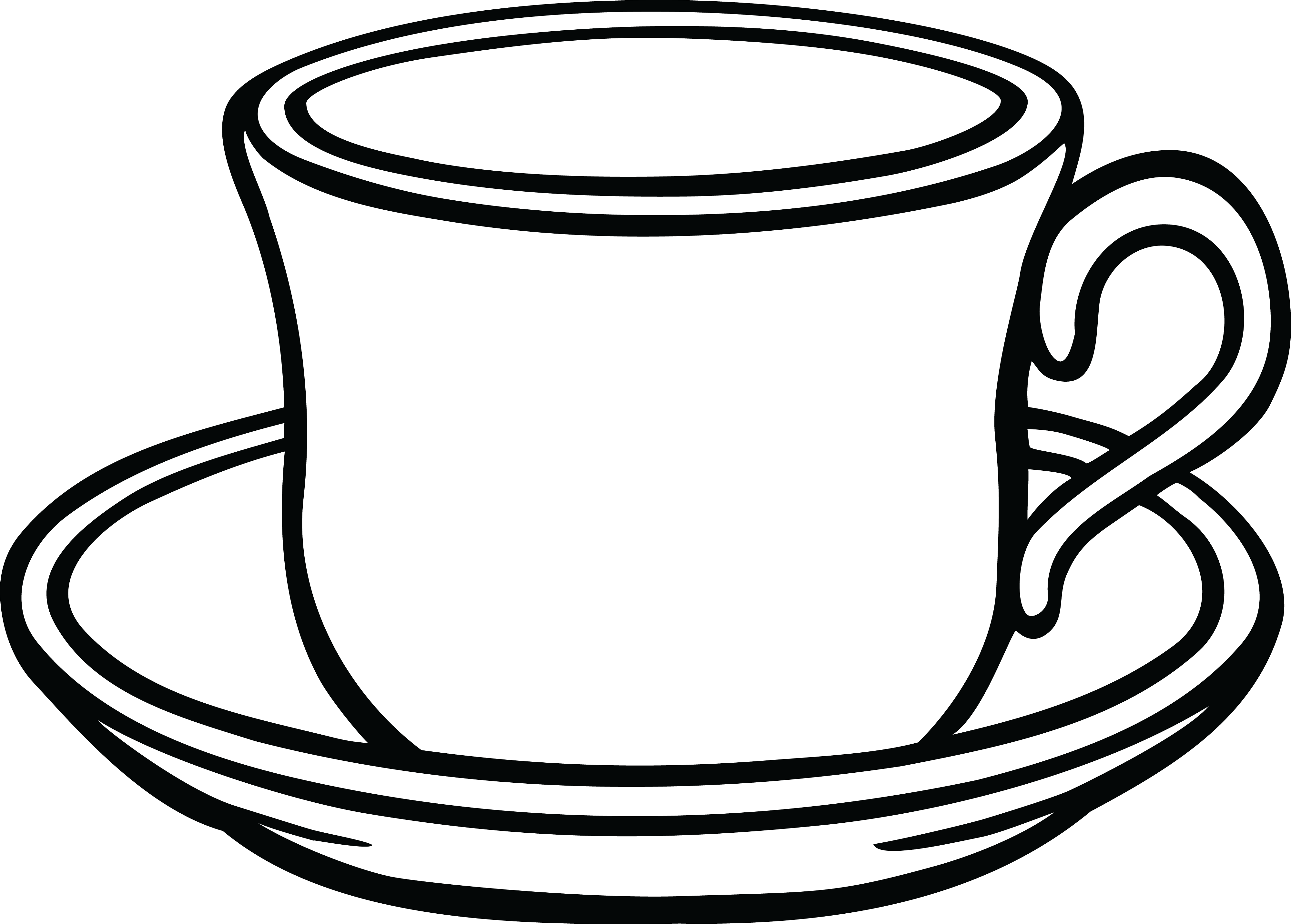 Free Clipart Of A Cup Of Coffee And Saucer - Cup Clipart Black And White - Png Download (4000x2864), Png Download