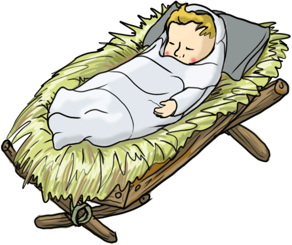 Baby Jesus Transparent Image - Baby Jesus In A Manger Cartoon Clipart (600x600), Png Download