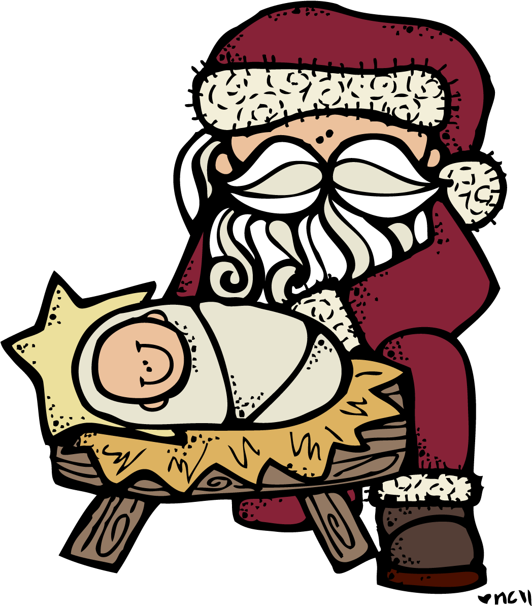 Santa And Jesus - Santa And Baby Jesus Clip Art - Png Download (1048x1200), Png Download