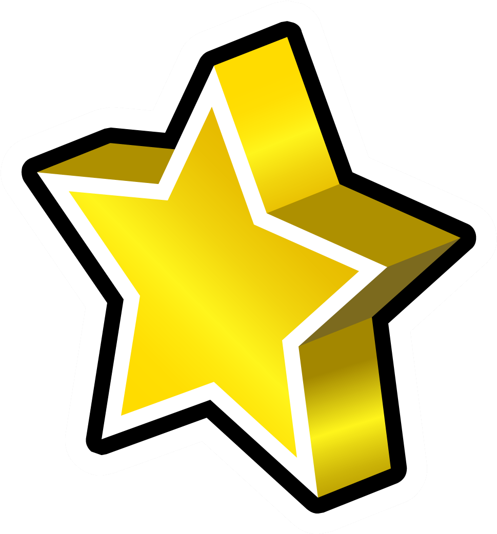 Pizza Clipart Club - Club Penguin Star Pin - Png Download (1041x1041), Png Download
