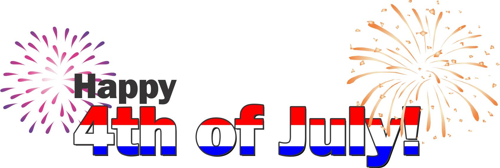 Happy 4th Of July Words Clipart (1697x572), Png Download