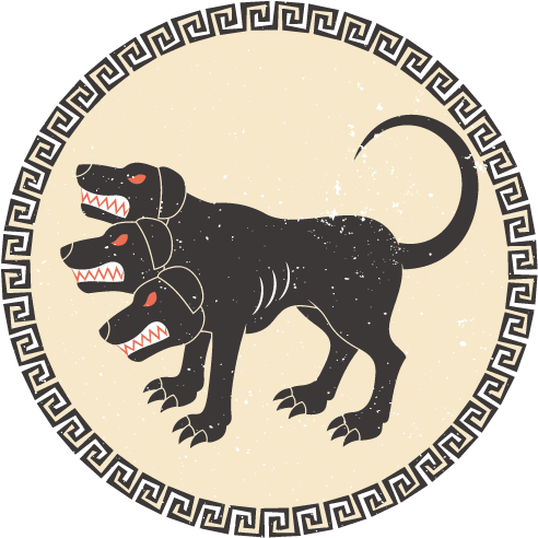 Greek Mythology Png Photos - Cartoon Three Headed Dog Clipart (754x497), Png Download