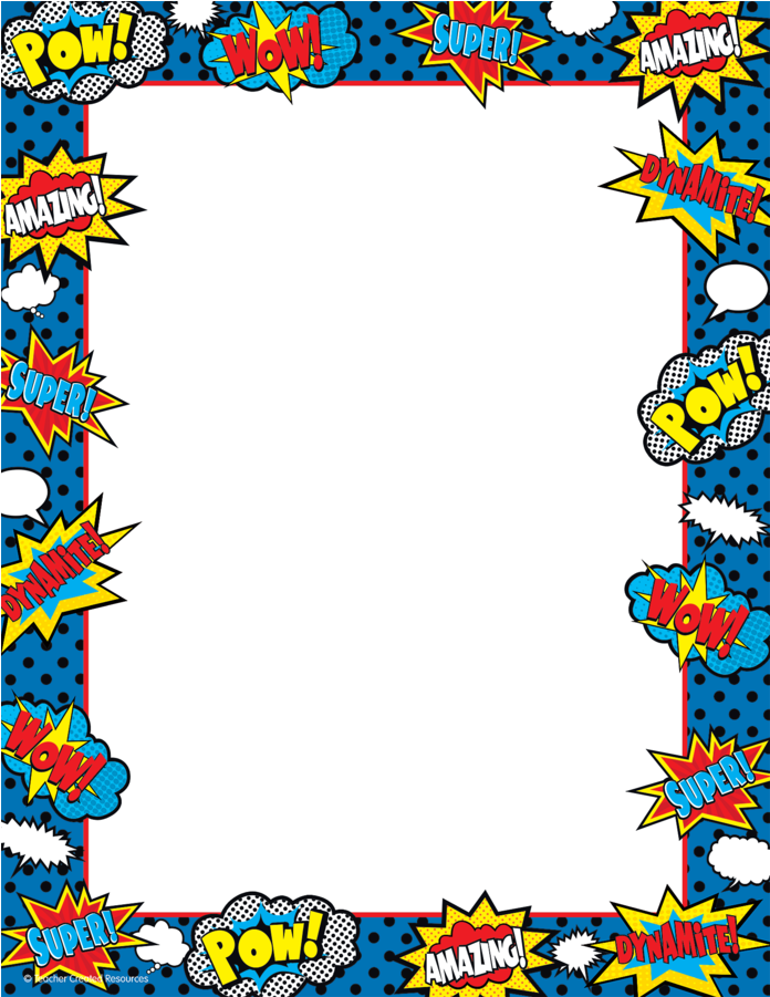 Tcr5629 Superhero Computer Paper Image - Superhero Frame Png Clipart (900x900), Png Download