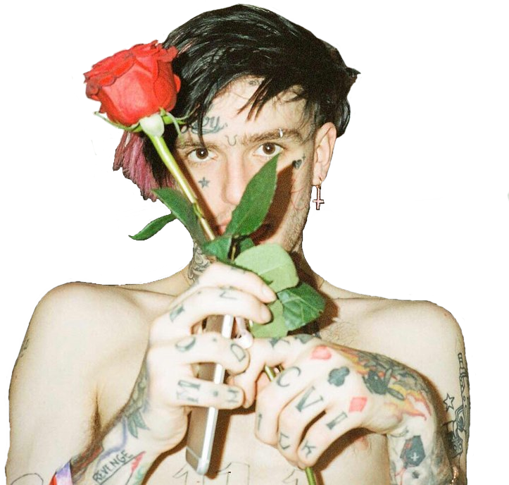 Sticker Lil Peep Lil Peep Rose - Lil Peep With Rose Clipart (915x687), Png Download