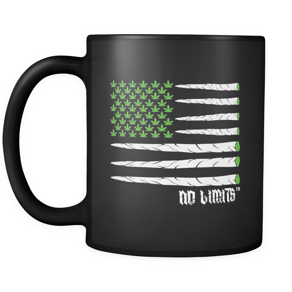 Marijuana Joint Flag Black Mugs - Mug Clipart (1024x1024), Png Download