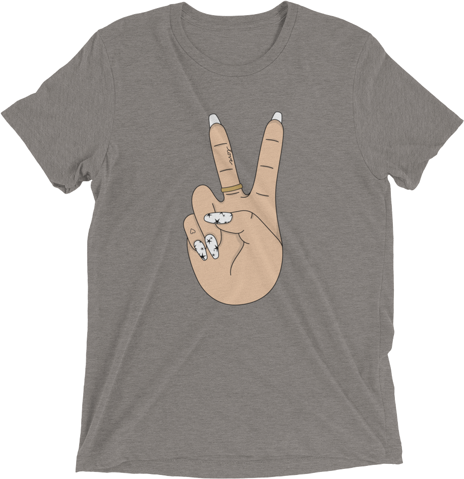 Peace Sign Hand Tri Blend T Shirt Little Magic Prints - T-shirt Clipart (1000x1000), Png Download
