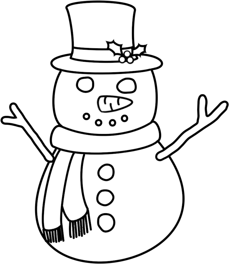 Snowman Digital Stamp By Janettebernard - Snowman Clipart Black And White Png Transparent Png (894x894), Png Download