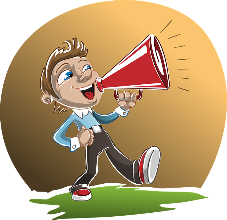 Loudspeaker Man Boy Holding Speaking Speaker - Falando No Alto Falante Clipart (743x720), Png Download