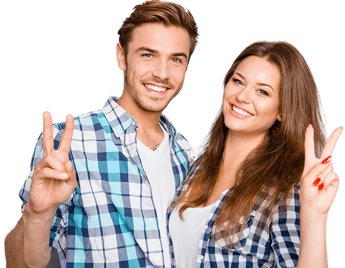 Take Our Free Smile Assessment Smiling Man And Woman - Smiling Man And Woman Png Clipart (688x535), Png Download