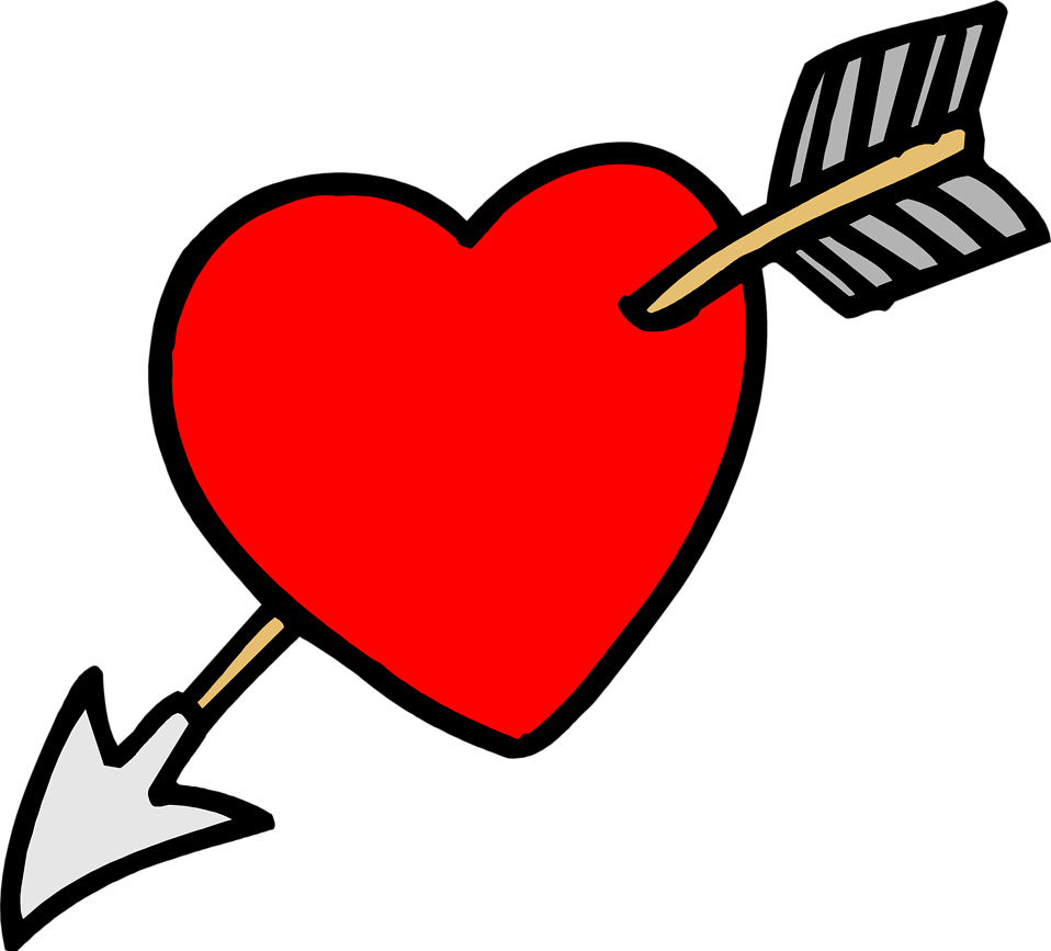 Heart Arrow - Heart With Arrow Through Clipart (958x867), Png Download