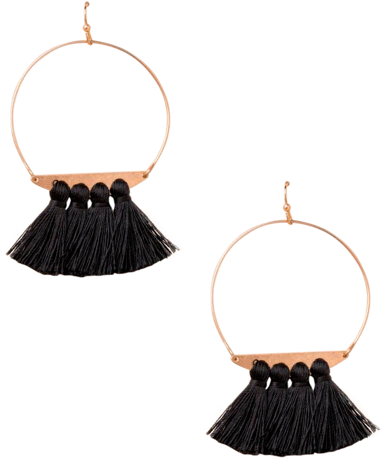 Brennan Tassel Hoop Earrings - Earrings Clipart (800x942), Png Download
