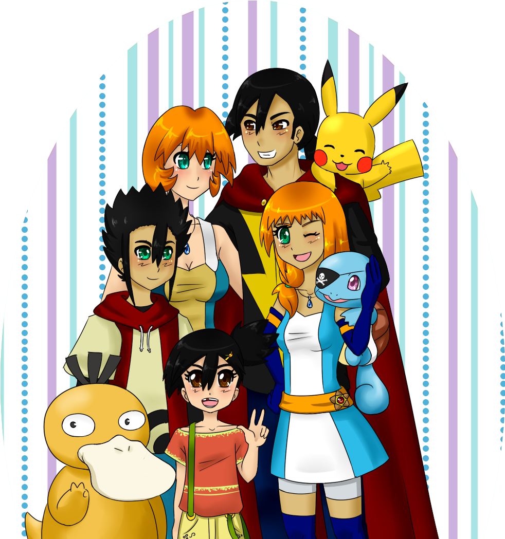 Pokeshipping Family Ash And Misty With Their Children - Pokemon Ash X Misty Family Clipart (1056x1090), Png Download