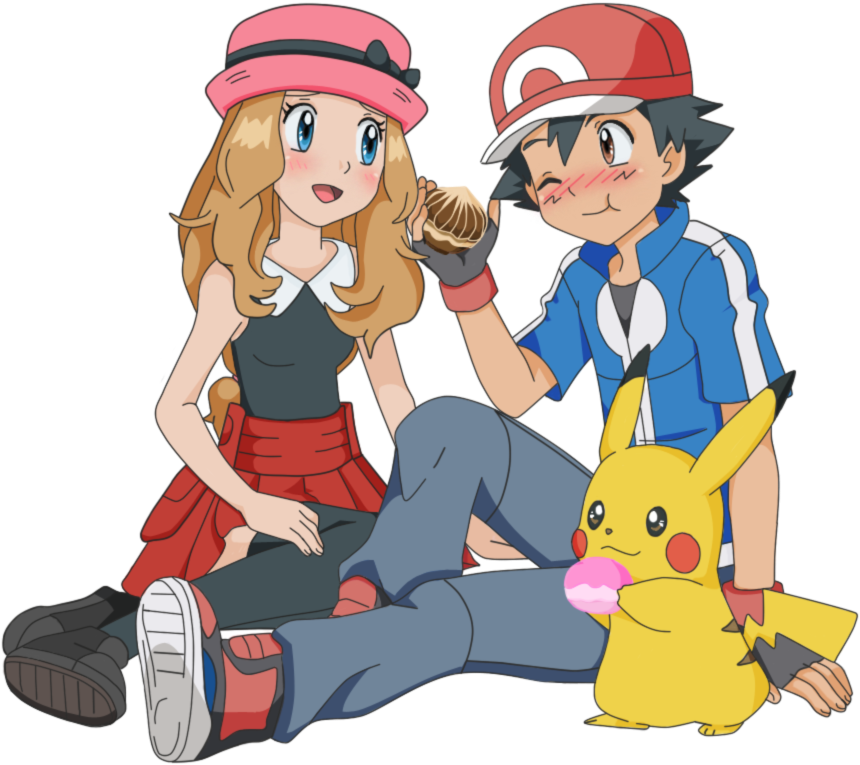 Png - Pokemon Ash And Serena Png Clipart (910x846), Png Download