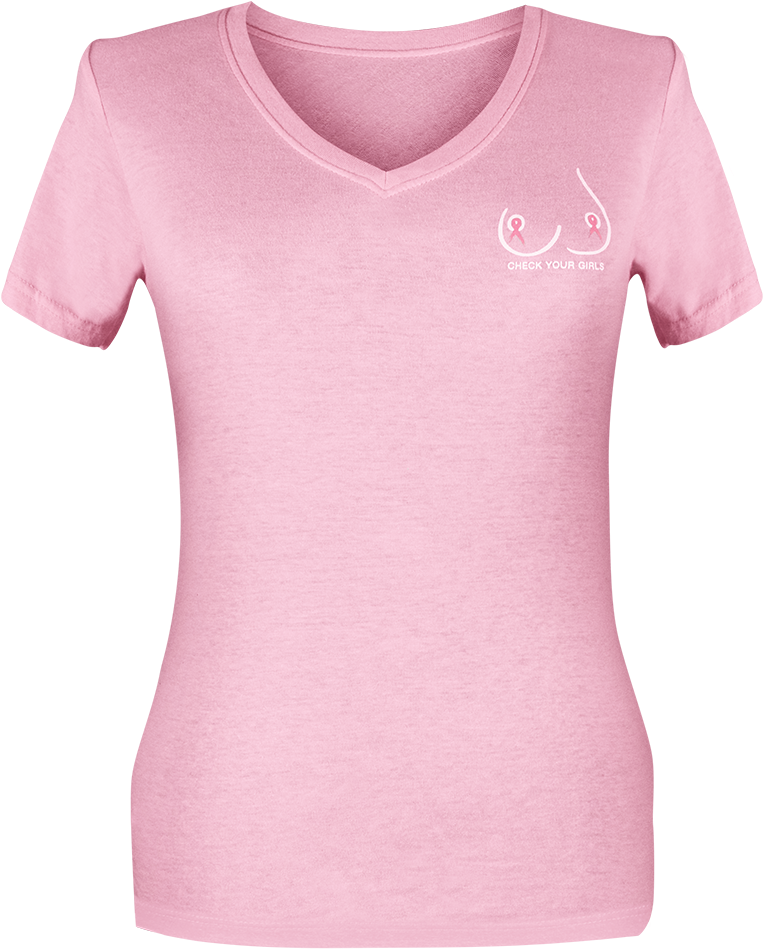 7 Pink V Neck Front - Pink Vneck Clipart (1000x1000), Png Download