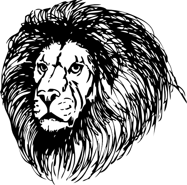 White Lion Clipart Svg - Lion Face Png Black And White Transparent Png (600x594), Png Download
