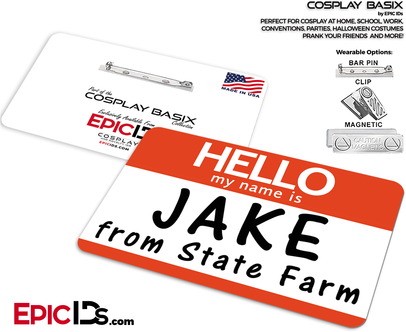 Jake State Farm Cosplay Id Badge - Paper Product Clipart (1417x1181), Png Download