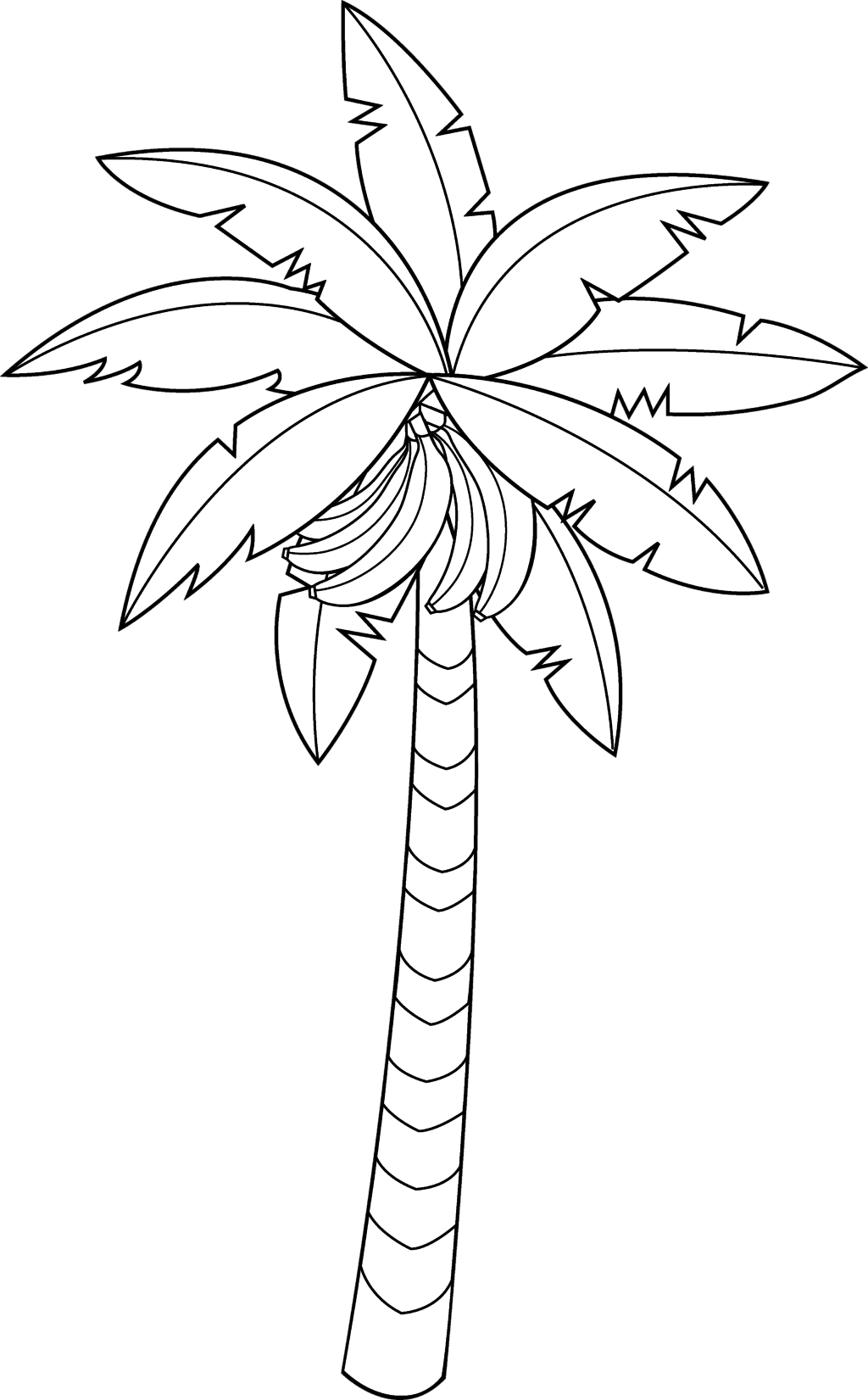 28 Collection Of Banana Tree Clipart Black And White - Banana Tree Line Drawing - Png Download (1024x1651), Png Download