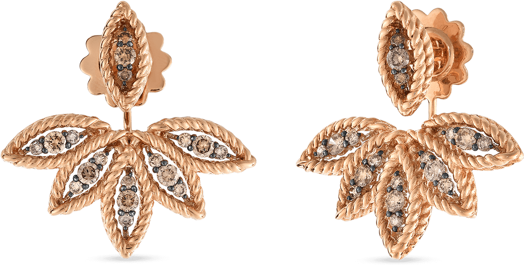 Roberto Coin 18k Rose Gold Brown Diamond Stud - Earrings Clipart (1077x545), Png Download