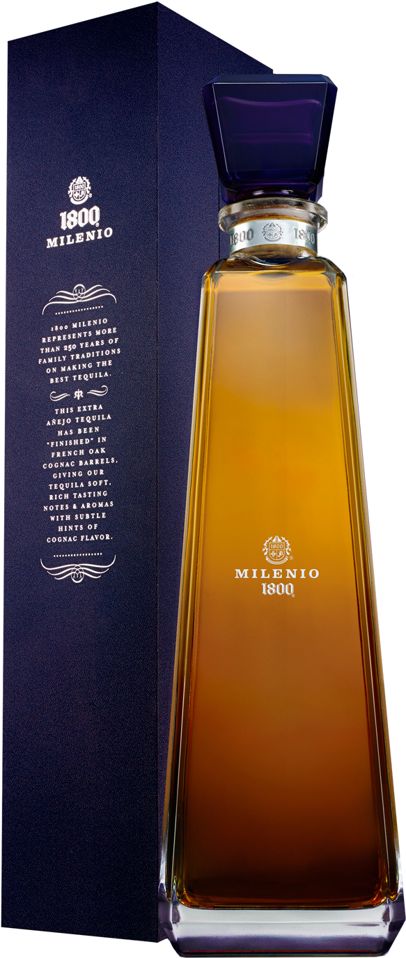 1800® Tequila - 1800 Milenio Extra Anejo Tequila Clipart (602x1418), Png Download
