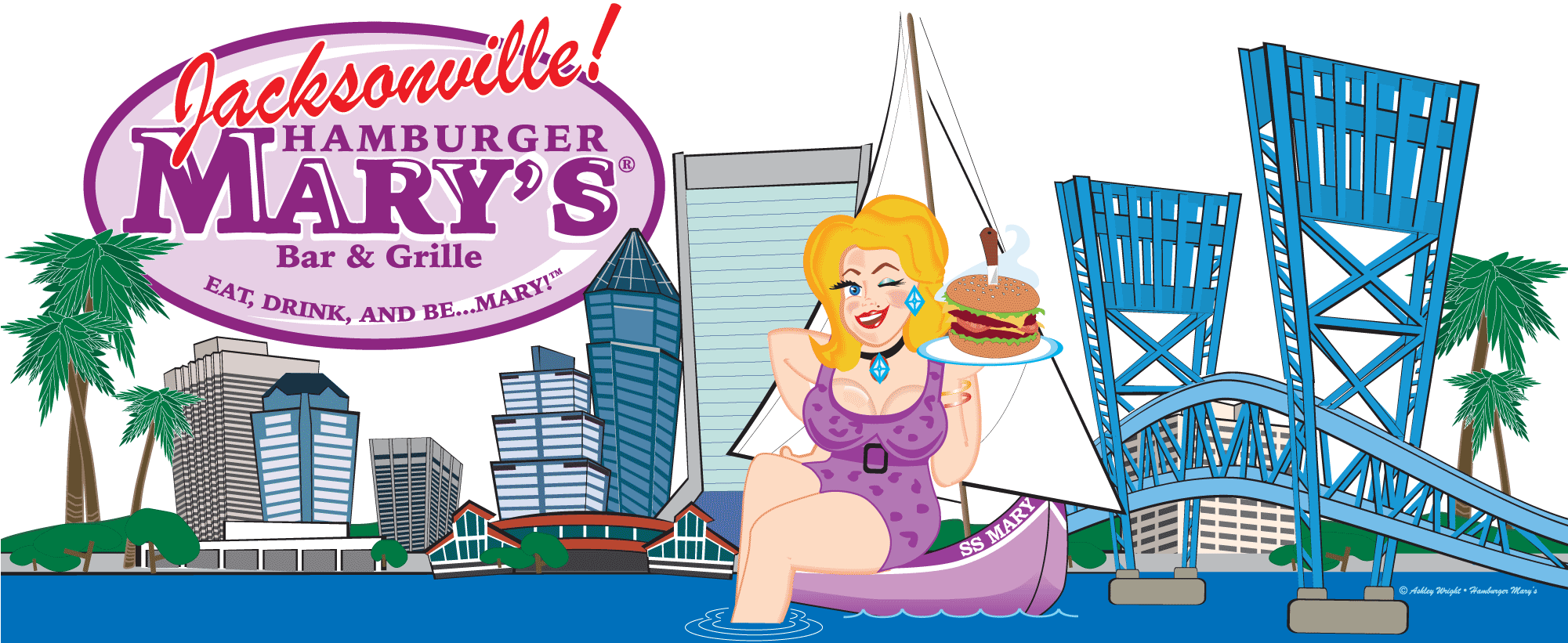 Hamburger Marys Jacksonville Skyline - Hamburger Mary's Jacksonville Clipart (2000x900), Png Download