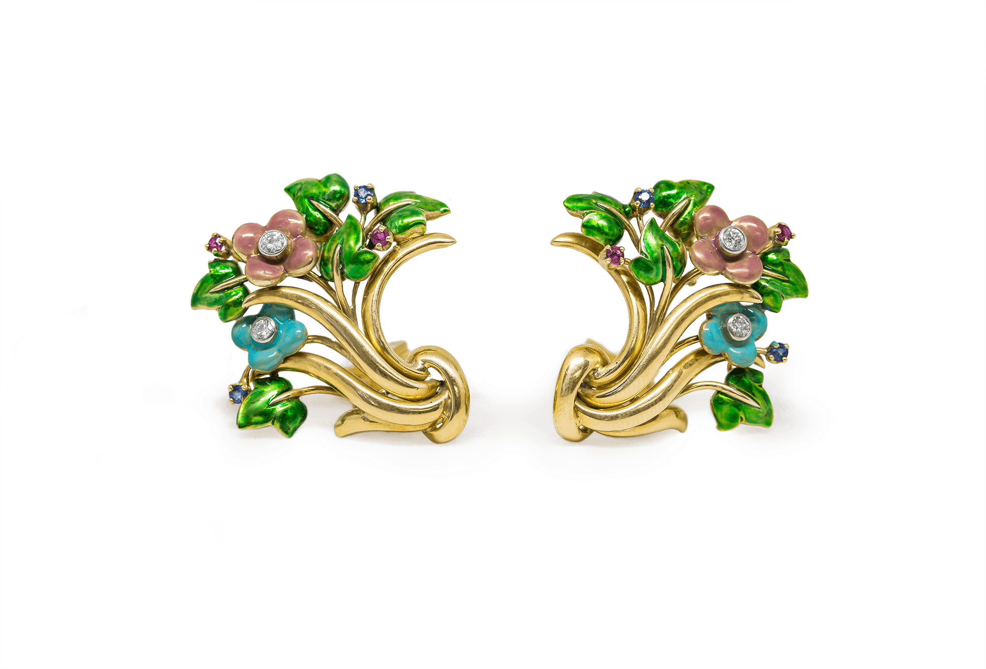 Enamel Stones Gold Earrings - Body Jewelry Clipart (2000x1333), Png Download