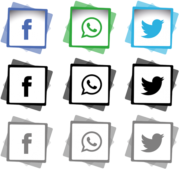 Social Media Icons Set Png And Vector - Social Media Logo White Png Clipart (575x543), Png Download