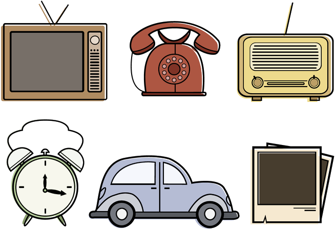 Vintage Objects Png Photo - Vintage Cartoon Objects Clipart (700x490), Png Download