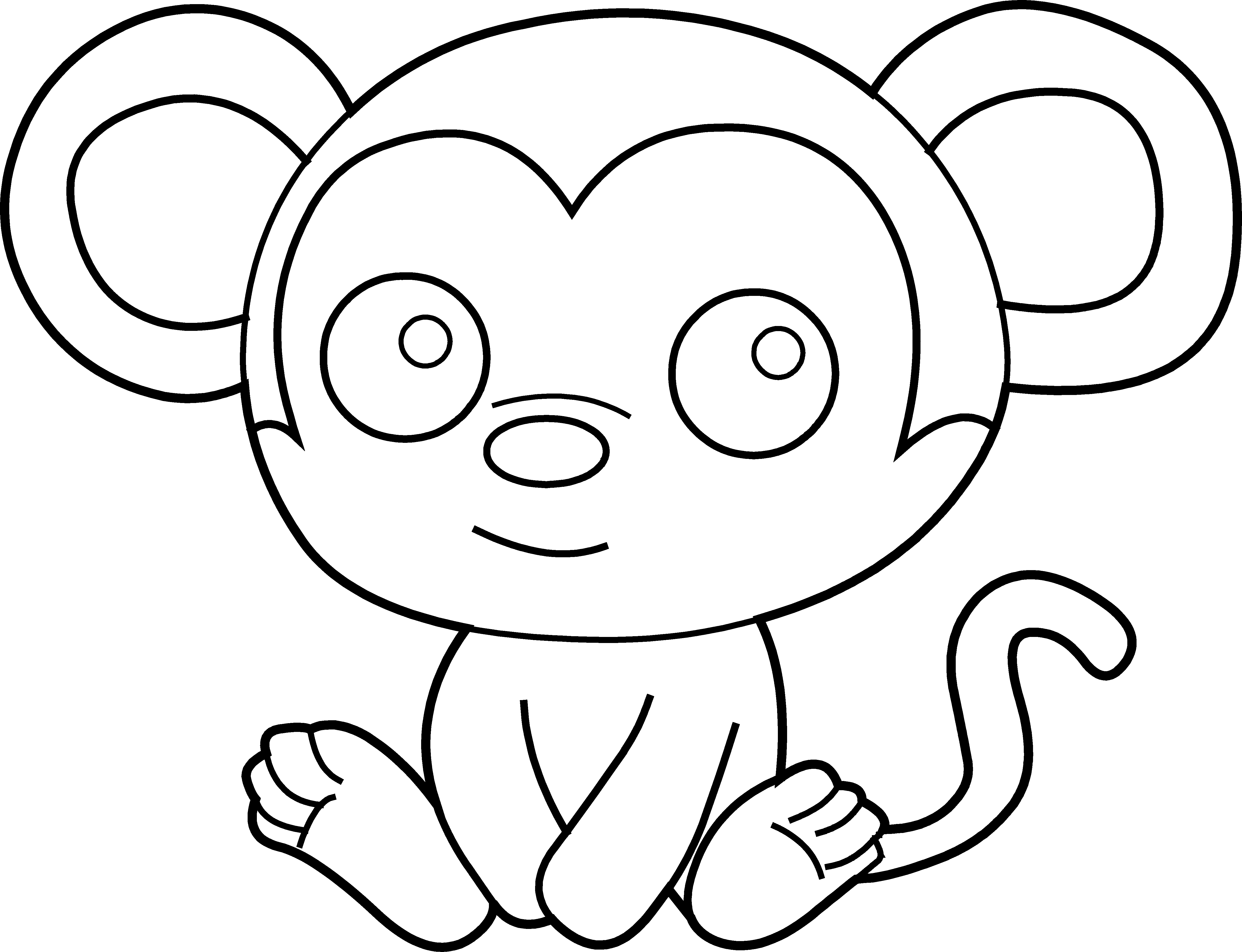 Cartoon Baby Monkey Pictures - Monkey Clipart Black And White Png Transparent Png (640x480), Png Download