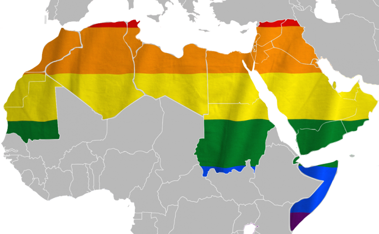 Lgbt In The Arab World - Blank Arab World Map Clipart (750x463), Png Download