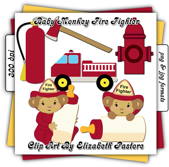Boy Monkey Clip Art - Firefighter - Png Download (600x600), Png Download