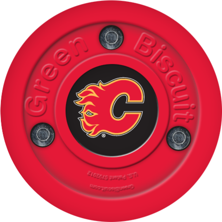 Green Biscuit Calgary Flames Stickhandling Training - Calgary Flames Clipart (747x747), Png Download