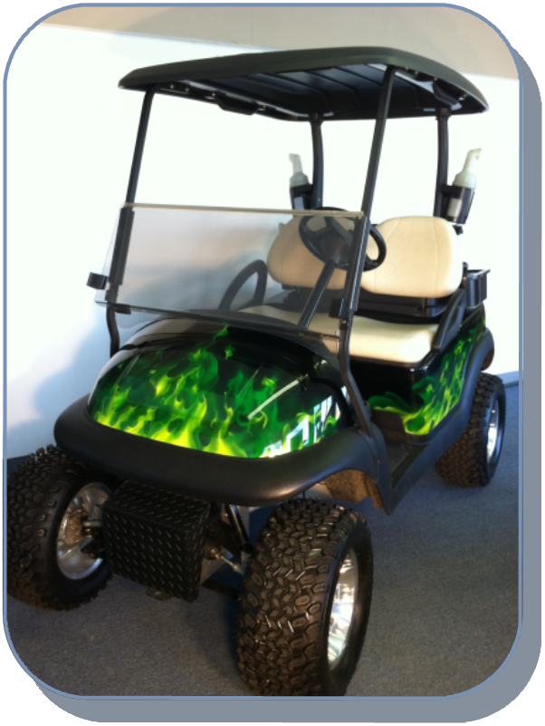 Green Flame Golf Cart Clipart (602x801), Png Download