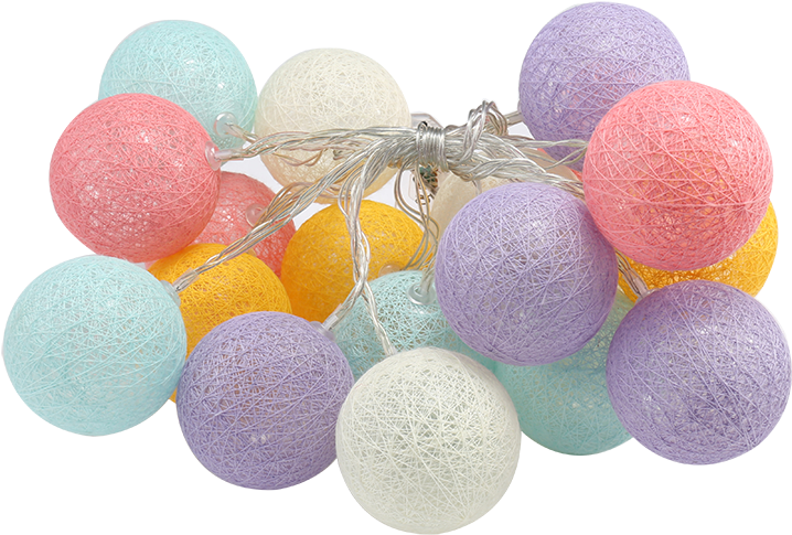 Colorful Led Cotton Ball String Light For Holiday Christmas - Sphere Clipart (800x800), Png Download