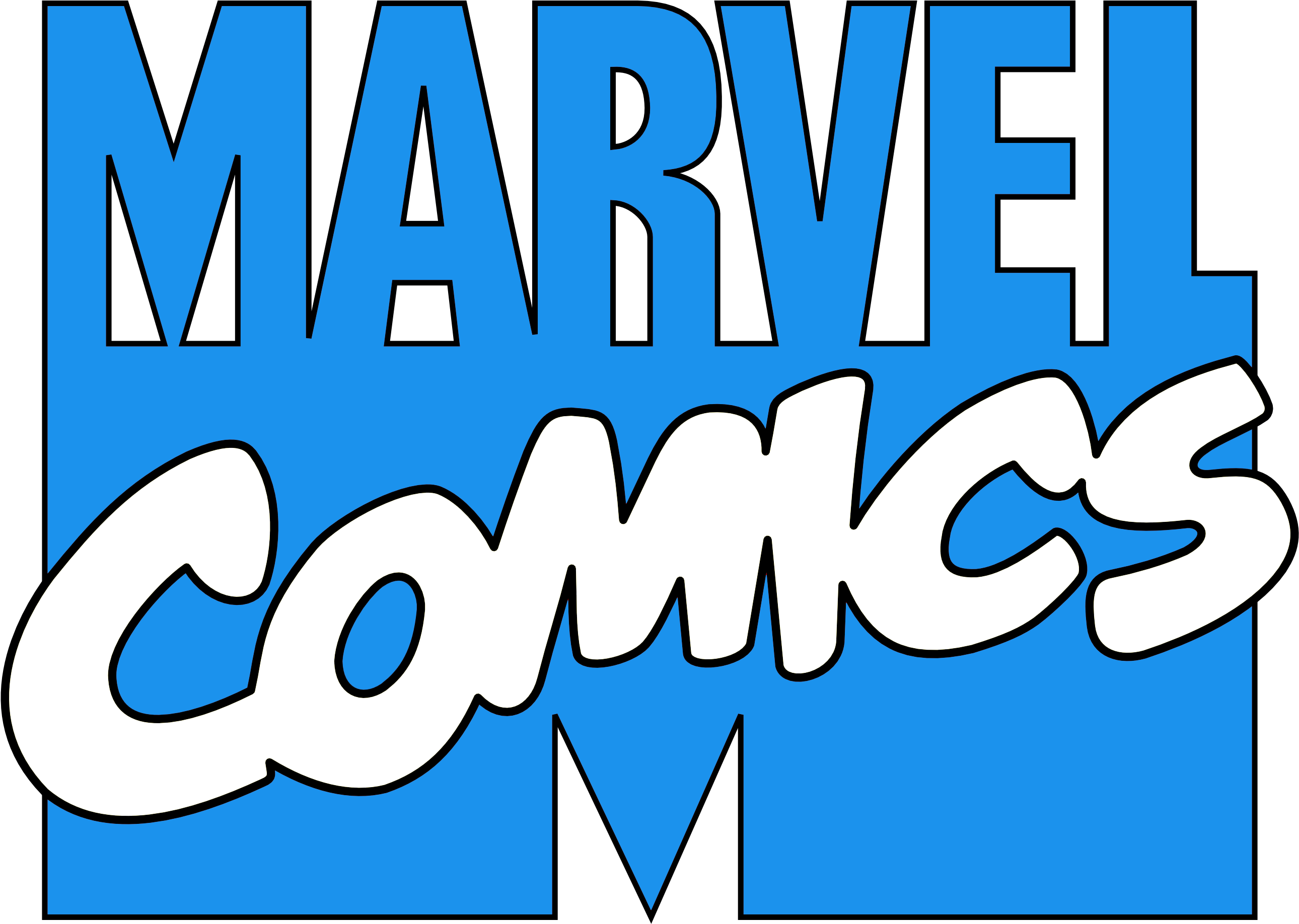 1980s/90s Marvel Comics Logo Blue/white By - Marvel Comics Logo Png Clipart (2923x2067), Png Download